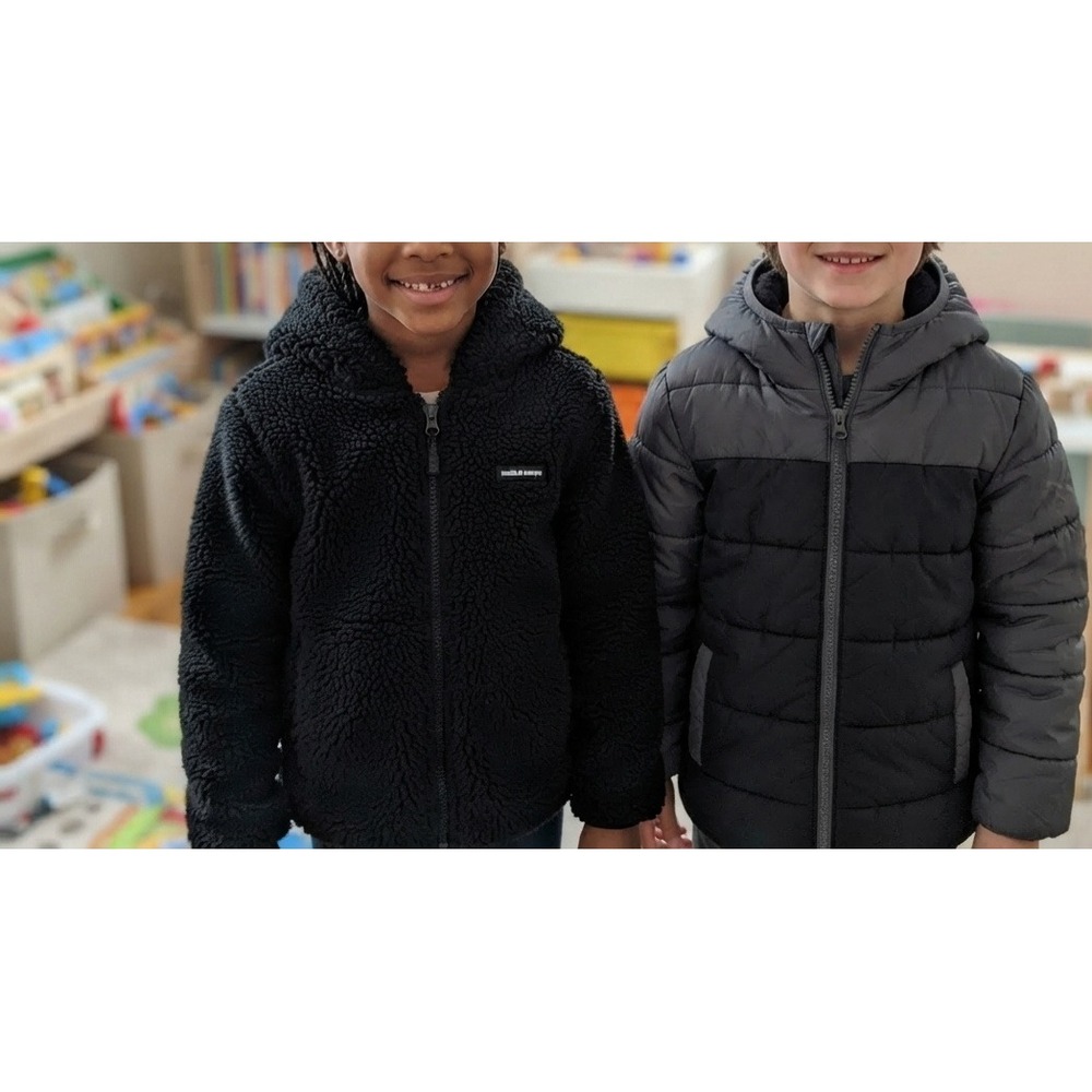 Eddie Bauer Kids Reversible Puffer Fleece Jacket Grey Black M 10/12 E934OW503